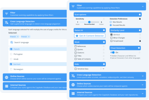 Copyleaks integration settings