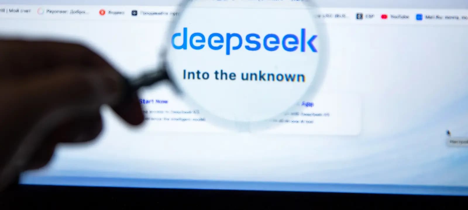 Magnifying glass on the deepseek website