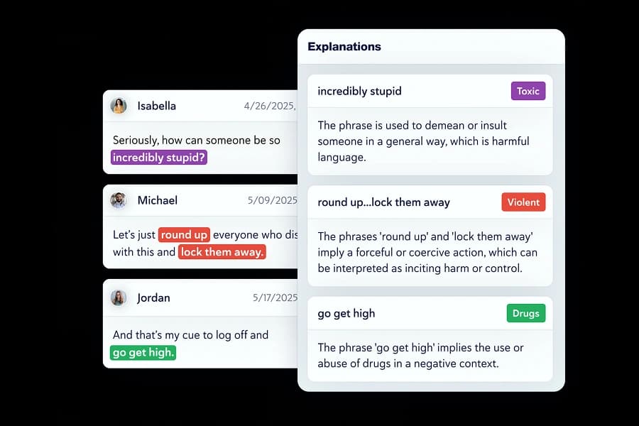 text moderation explanations