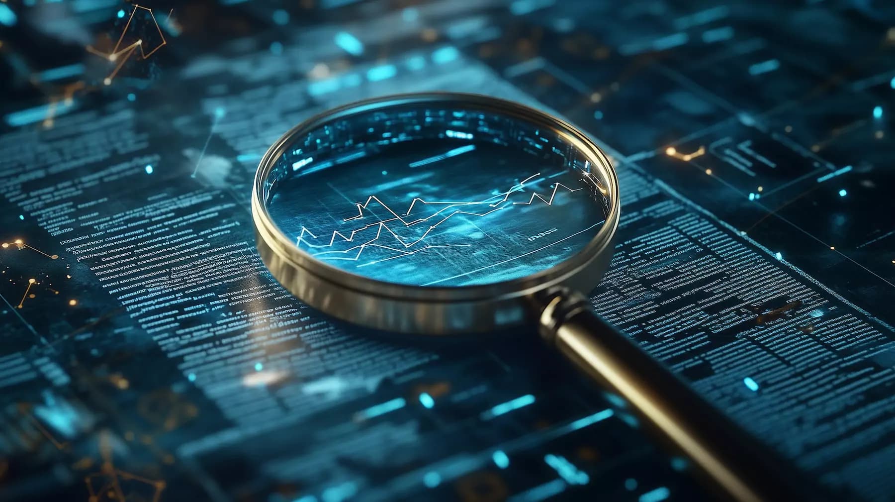 Magnifying glass inspecting text