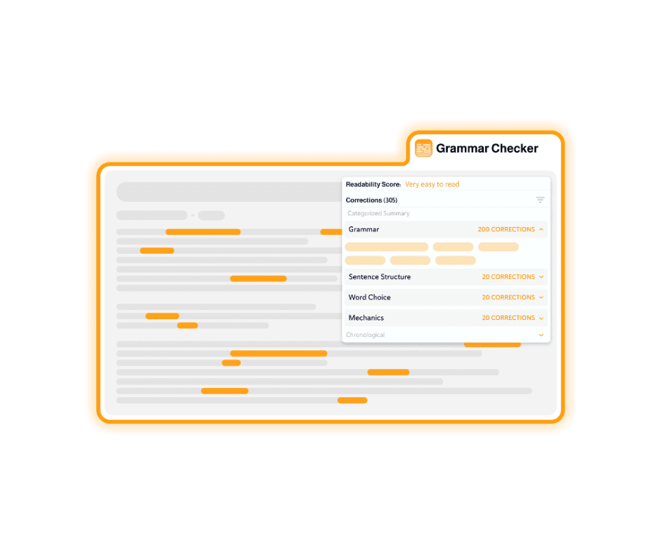 The Copyleaks grammar checker highlighting corrections inside a document