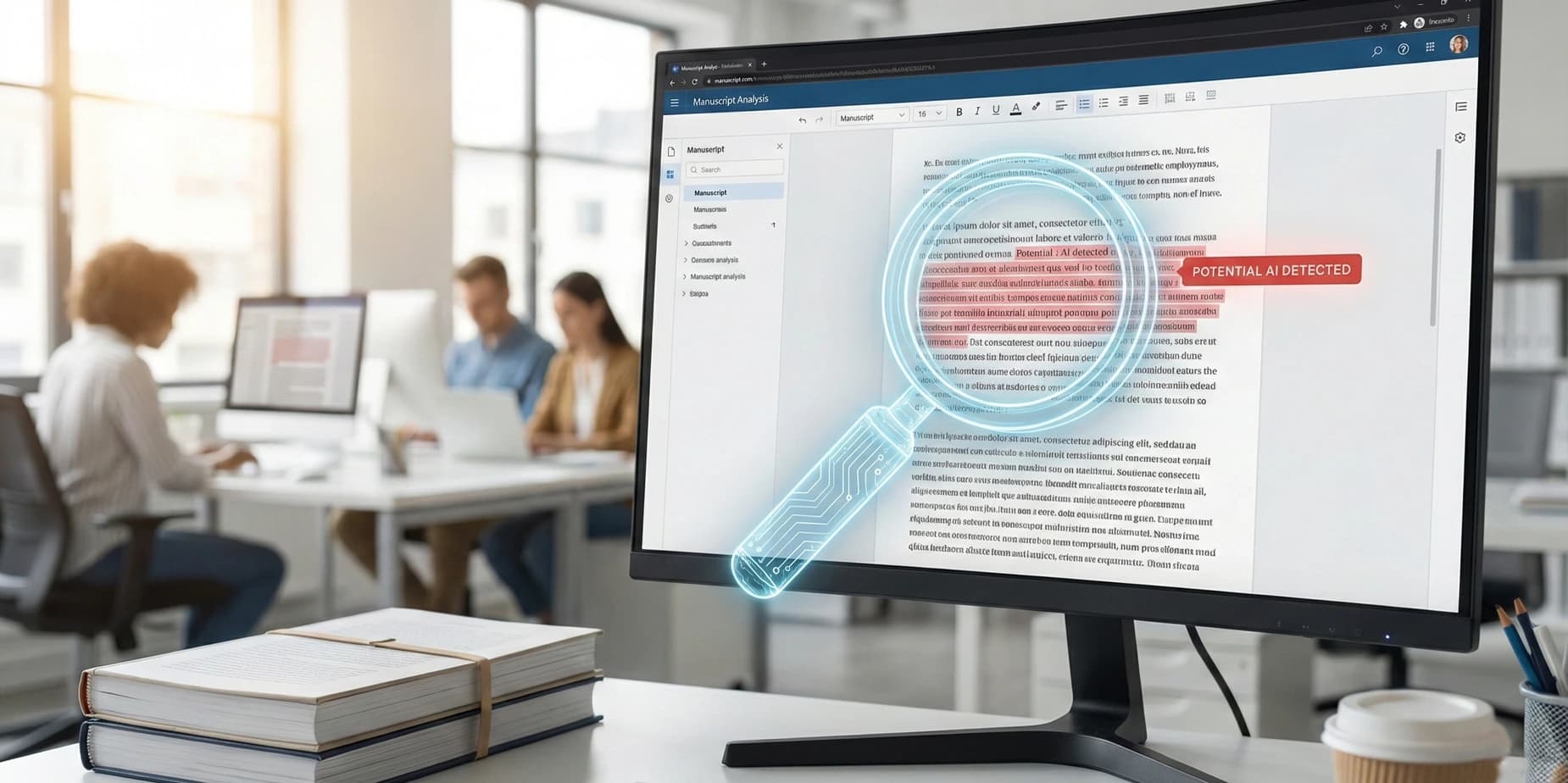 Desktop Screen Showing Software Used By Employer to Enforce AI Content Policies