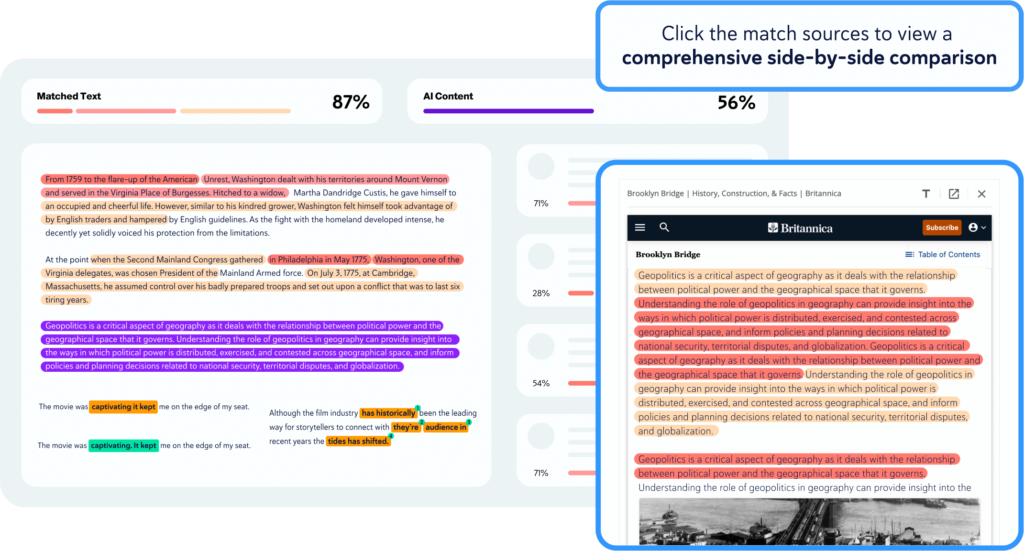 Hosted reports with AI and Plagiarism detection, writing assitance