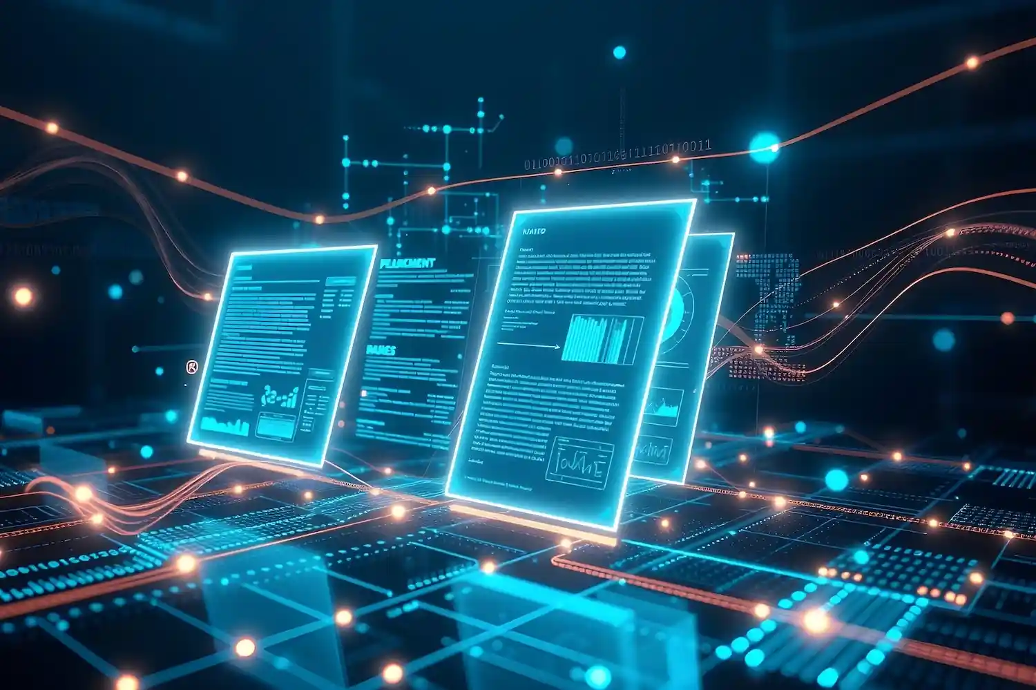 Documents numériques affichant des données et du code représentant l'identification de texte paraphrasé par l'IA